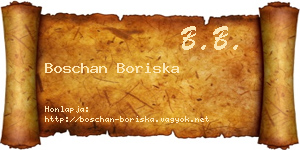 Boschan Boriska névjegykártya